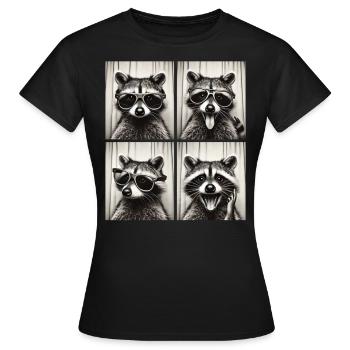Photo booth raccoon with sunglasses - Women's T-Shirt - black - Front - AI Model Female 172 dark (172cm)