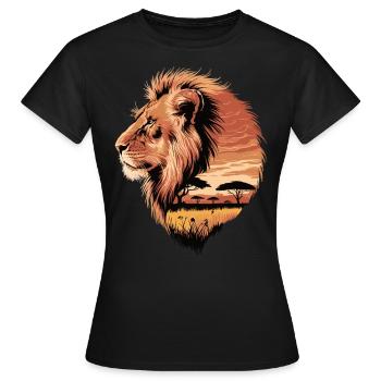Majestätischer Löwe – Afrikanische Savanne - Frauen T-Shirt - Schwarz - Vorne - AI Model Female 172 dark (172cm)