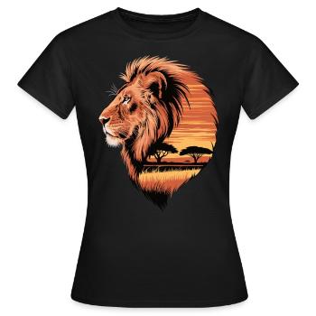 Löwe in der Savanne – König der Wildnis - Frauen T-Shirt - Schwarz - Vorne - AI Model Female 172 dark (172cm)