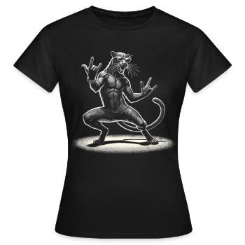 Rock-Panther – Metal und Power - Frauen T-Shirt - Schwarz - Vorne - AI Model Female 172 dark (172cm)