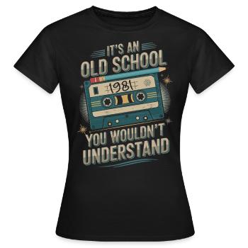 Kassettenkind – 1981 Nostalgie - Frauen T-Shirt - Schwarz - Vorne - AI Model Female 172 dark (172cm)