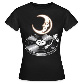 Musique vinyle avec lune - T-shirt Femme - noir - Devant - AI Model Female 172 dark (172cm)