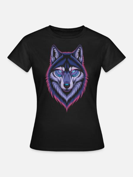 Techno Wolf Kunst - Frauen T-Shirt - Schwarz