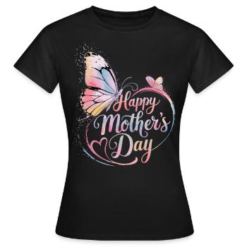 Happy Mother's Day – Butterfly Watercolor Design - Women's T-Shirt - black - Front - AI Model Female 172 dark (172cm)