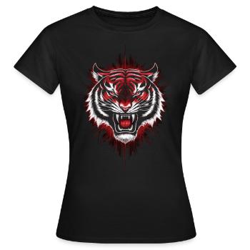 Tête de tigre sauvage en rouge et noir - T-shirt Femme - noir - Devant - AI Model Female 172 dark (172cm)