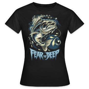 Poisson pêcheur prédateur des profondeurs - T-shirt Femme - noir - Devant - AI Model Female 172 dark (172cm)