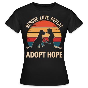 Dog Adoption Shirt for Women - Women's T-Shirt - black - Front - AI Model Female 172 dark (172cm)