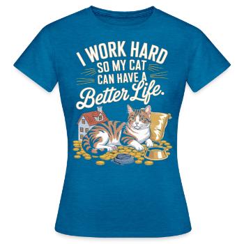 For the luxury of the cat - Women's T-Shirt - antique blue sapphire heather - Front - AI Model Female 172 dark (172cm)