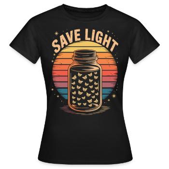 Save Light – Retro Fireflies - Women's T-Shirt - black - Front - AI Model Female 172 dark (172cm)