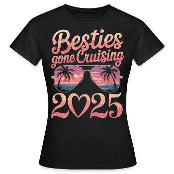Vacances en mer entre filles - Croisière Besties 2025 - T-shirt Femme - noir - Devant - AI Model Female 172 dark (172cm)