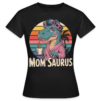 Retro Mama Saurus for strong mothers - Women's T-Shirt - black - Front - AI Model Female 172 dark (172cm)