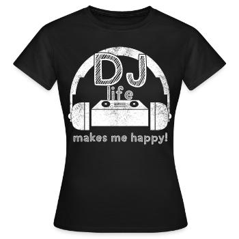 DJ life makes me happy avec table de mixage - T-shirt Femme - noir - Devant - AI Model Female 172 dark (172cm)