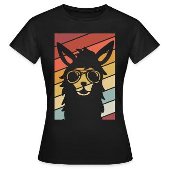 Conception d'été rétro lama - T-shirt Femme - noir - Devant - AI Model Female 172 dark (172cm)