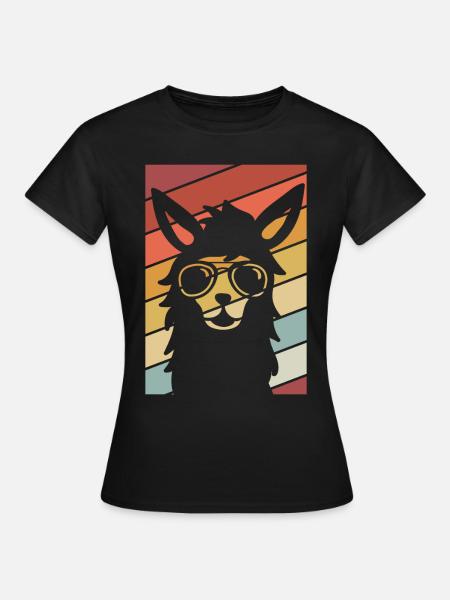 Lama Retro Sommer Design - Frauen T-Shirt - Schwarz