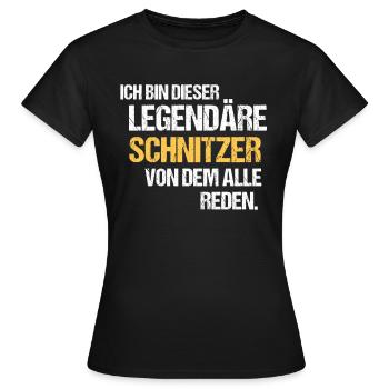 Schnitzer Legende Schnitzen - Frauen T-Shirt - Schwarz - Vorne - AI Model Female 172 dark (172cm)