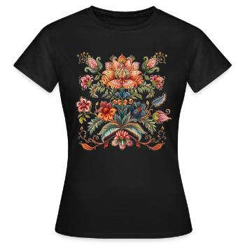 Originelles Blumenmuster - Frauen T-Shirt - Schwarz - Vorne - AI Model Female 172 dark (172cm)