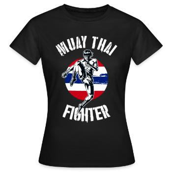 Muay Thai Fighter MMA Boxen Kickboxen Kampfsport - Frauen T-Shirt - Schwarz - Vorne - AI Model Female 172 dark (172cm)