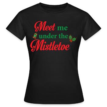T-shirt de gui · Festive · Cadeau de Noël - T-shirt Femme - noir - Devant - AI Model Female 172 dark (172cm)