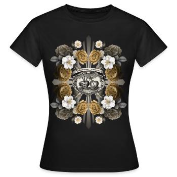 Jesus Christus, Heiliges Herz Jesu, Rosen-Dekor - Frauen T-Shirt - Schwarz - Vorne - AI Model Female 172 dark (172cm)