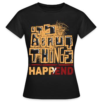 Stilvolles Graffiti und Happy - Frauen T-Shirt - Schwarz - Vorne - AI Model Female 172 dark (172cm)
