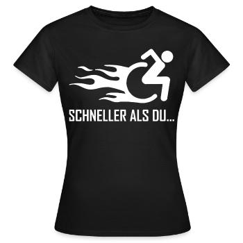 Behinderung Rolli Rollstuhl Handicap Humor - Frauen T-Shirt - Schwarz - Vorne - AI Model Female 172 dark (172cm)