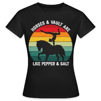 Conception de voûte et conception de chevaux de voûte - T-shirt Femme - noir - Devant - AI Model Female 172 dark (172cm)
