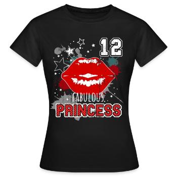 Number 12 kiss birthday girl - Women's T-Shirt - black - Front - AI Model Female 172 dark (172cm)