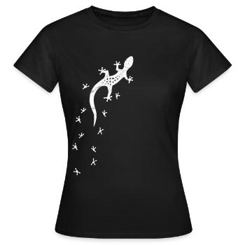 Salamandre rétro avec traces | Gecko d'escalade - T-shirt Femme - noir - Devant - AI Model Female 172 dark (172cm)