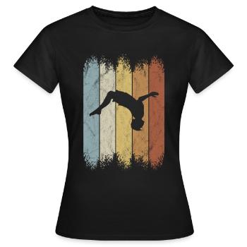 Rétro Salto BackFlip Parkour Freerunner Silhouette - T-shirt Femme - noir - Devant - AI Model Female 172 dark (172cm)
