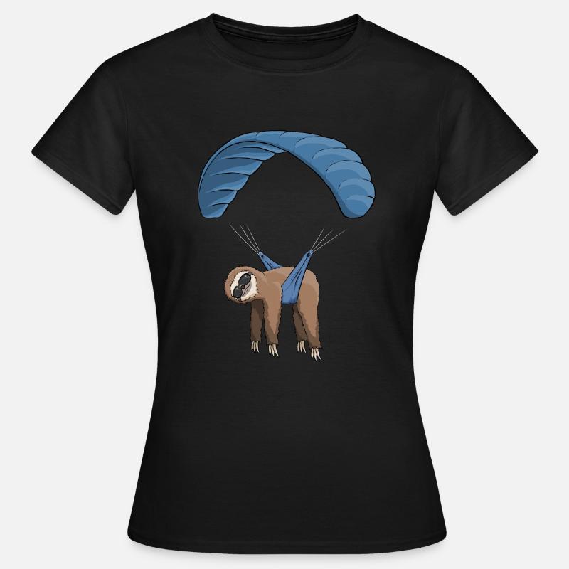 Cool sloth while paragliding, skydiving - Women's T-Shirt - black