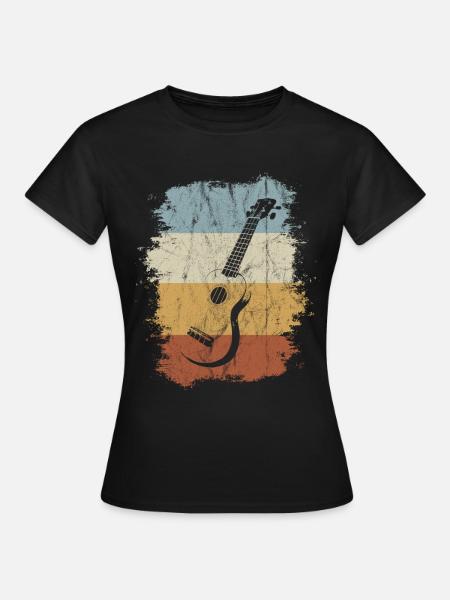 Retro Ukulele Vintage Achtziger Style Uke Musiker - Frauen T-Shirt - Schwarz