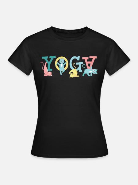 Yoga Katzenfreund Geschenk - Frauen T-Shirt - Schwarz
