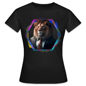 Lion en costume - T-shirt Femme - noir - Devant - AI Model Female 172 dark (172cm)