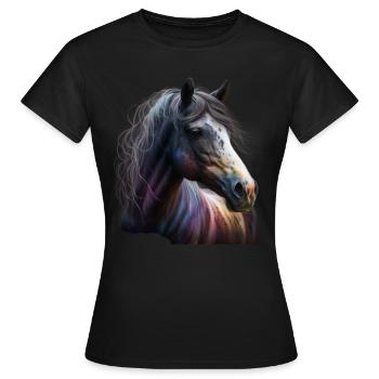 Pferdekopf Bunt füt Reiter - Frauen T-Shirt - Schwarz - Vorne - AI Model Female 172 dark (172cm)