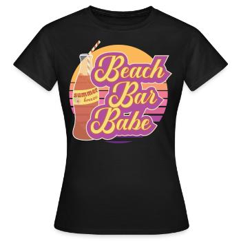 beach bar babe beach bar summer sun summer sunset - Women's T-Shirt - black - Front - AI Model Female 172 dark (172cm)