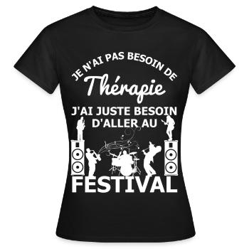 Thérapie Festival - T-shirt Femme - noir - Devant - AI Model Female 172 dark (172cm)