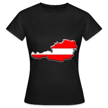 Österreich Flagge Landkarte - Frauen T-Shirt - Schwarz - Vorne - AI Model Female 172 dark (172cm)