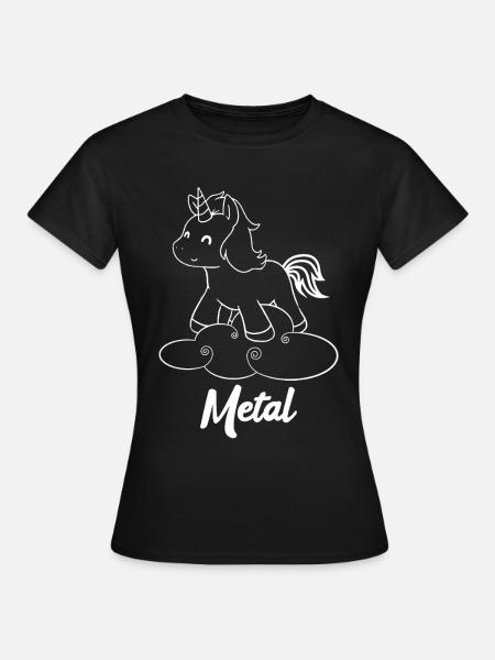 Metal Einhorn - Einhorn - Metal - Musik - Frauen T-Shirt - Schwarz