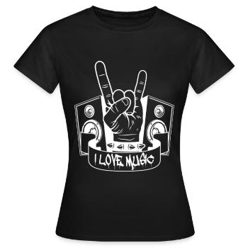Love Music - Rock - Heavy Metal - T-shirt Femme - noir - Devant - AI Model Female 172 dark (172cm)