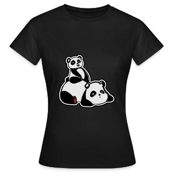 Panda with child - Women's T-Shirt - black - Front - AI Model Female 172 dark (172cm)