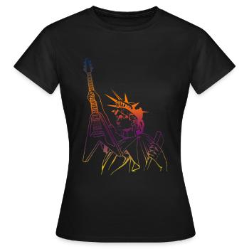 Rocker Statue de la Liberté - Guitare - Rock - T-shirt Femme - noir - Devant - AI Model Female 172 dark (172cm)