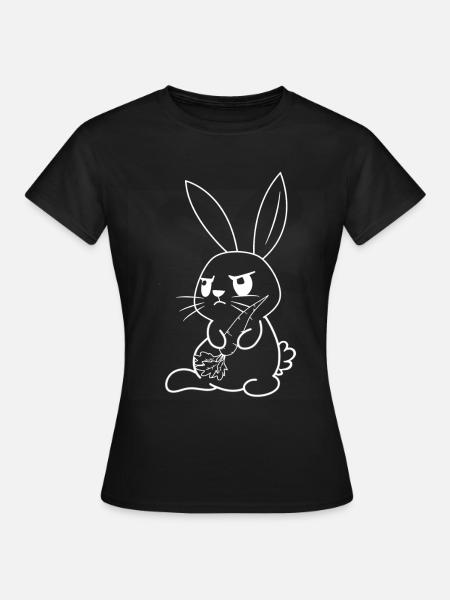 Hase mit Karotte - Frauen T-Shirt - Schwarz