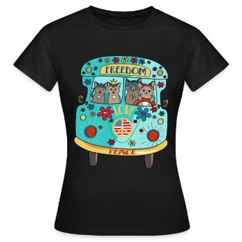 Camper Camping Bus - Frauen T-Shirt - Schwarz - Vorne - AI Model Female 172 dark (172cm)
