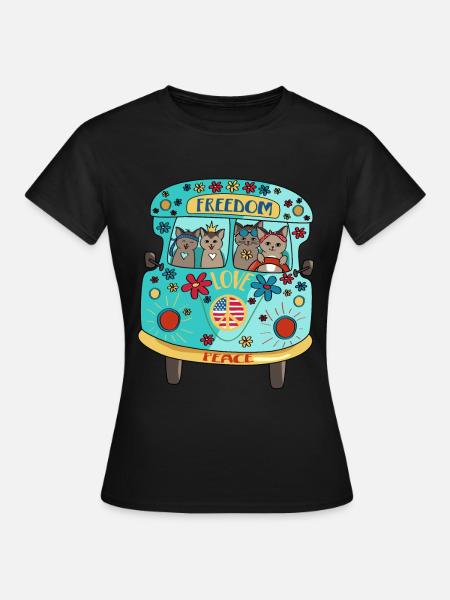 Camping-car Camping Bus - Dame-T-shirt - sort