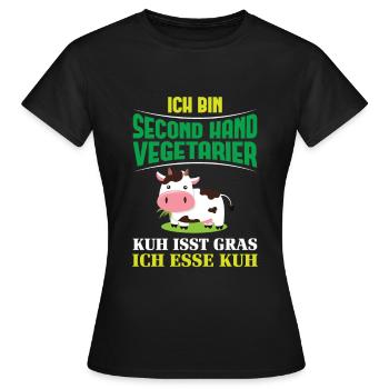 Second Hand Vegetarier Lustiger Not Vegan Spruch - Frauen T-Shirt - Schwarz - Vorne - AI Model Female 172 dark (172cm)