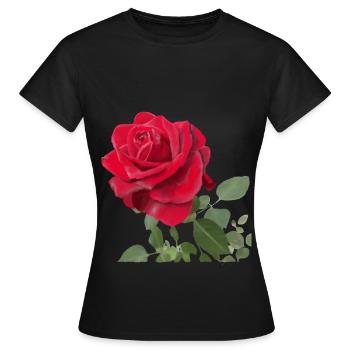 Rose rouge - T-shirt Femme - noir - Devant - AI Model Female 172 dark (172cm)