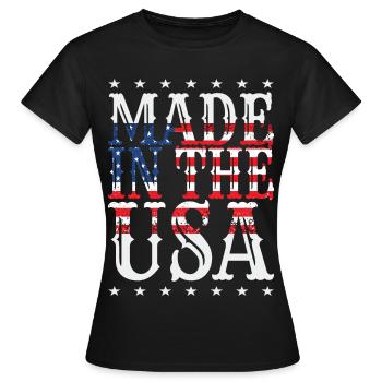 Hergestellt in den USA - Frauen T-Shirt - Schwarz - Vorne - AI Model Female 172 dark (172cm)