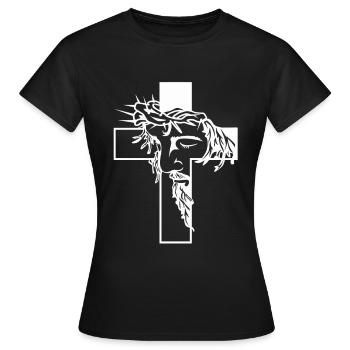Jésus sur la croix - T-shirt Femme - noir - Devant - AI Model Female 172 dark (172cm)