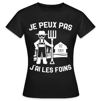 Je Peux Pas J'ai Les Foins Cadeau Agriculteur - T-shirt Femme - noir - Devant - AI Model Female 172 dark (172cm)