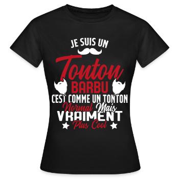 Tonton Barbu Humour Cadeau Onlce - T-shirt Femme - noir - Devant - AI Model Female 172 dark (172cm)